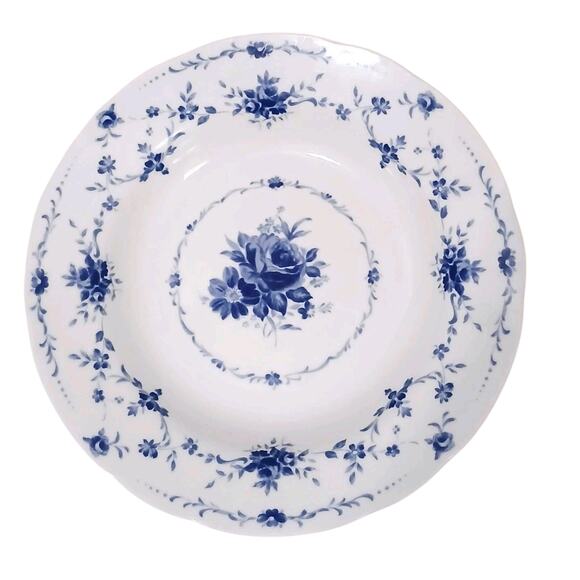 1940s Hoya China 9" Soup Plate Blue Flowers Japan Porcelain Floral Replacement - Picture 3 of 16